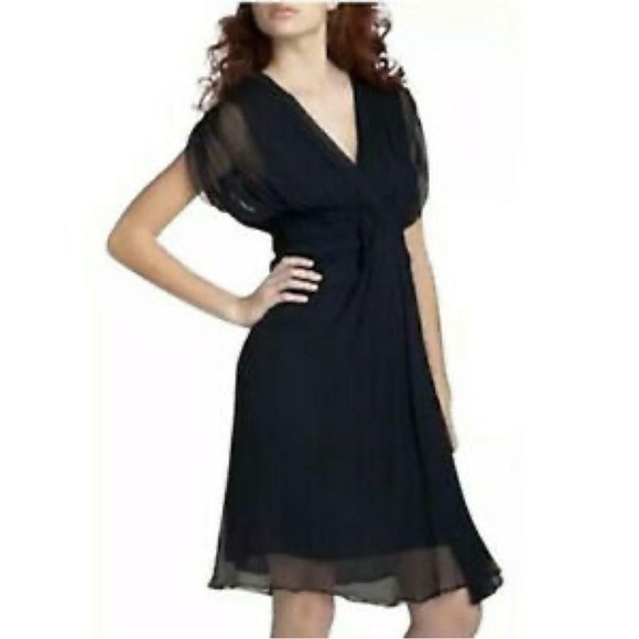 DIANE VON FURSTENBERG SILK CHIFFON DRESS NAVY BLUE GRECIAN DRAPING nwot sz 8 - Picture 3 of 12